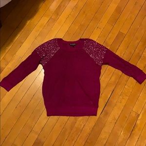 Express magenta mesh sweater with rhinestones